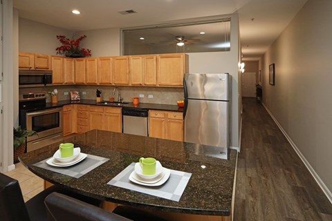 Kitchen at The Residences at 668 Apartments, Cleveland OH 44114