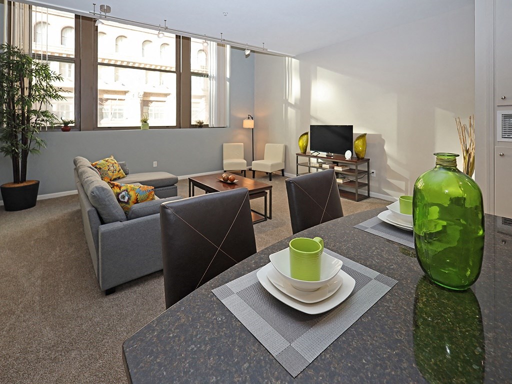 The Residences at 668 Standard Living Room at The Residences at 668 Apartments, Cleveland