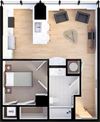 Suite Style A1 - 3D Floor Plan Suite Style A1 - 3D Floor Plan at Residences at 55, Cleveland, OH, 44113