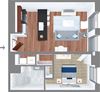 1 Bed 1 Bath Floor Plan 1 Bed 1 Bath Floor Plan at The Terminal Tower Residences, Ohio, 44113
