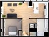 Suite Style D1 - 3D Floor Plan Suite Style D1 - 3D Floor Plan at Residences at 55, Ohio, 44113