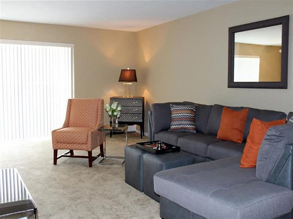 Model Living Room at Oliver House Apartments in Shaker Heights, OH