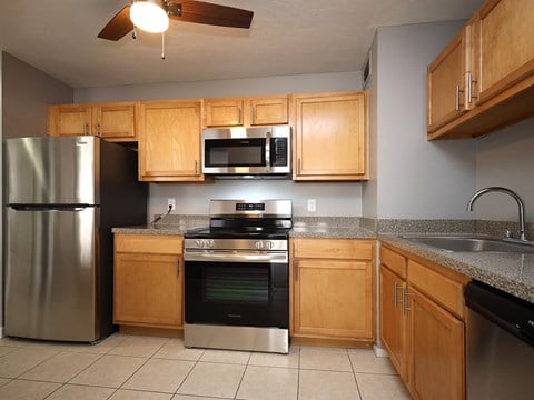 Kitchen with cabinets at Reserve Square, Cleveland, OH 44114