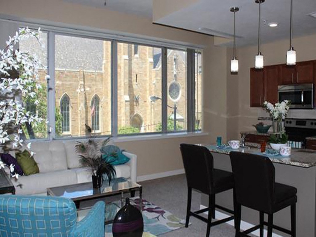Granite Kitchen Island with Sink at Residences At 1717, Cleveland, 44114
