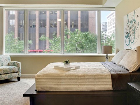 Carpeted Bedroom at Residences At 1717, Ohio, 44114