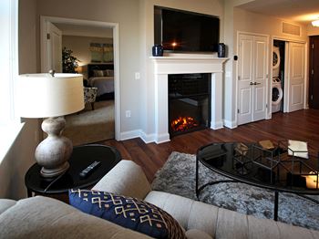 Fireplace in Select Suites at The Terminal Tower Residences Apartments, Cleveland, OH