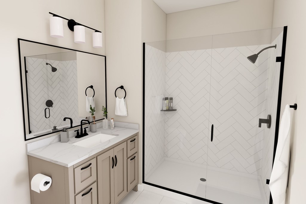 1 Bedroom 1 Bath Style 1D - Bathroom Rendering