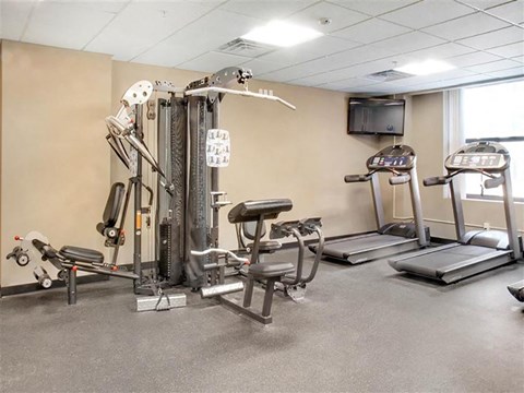 Fitness Center With Updated Equipment at The Residences At Hanna Apartments, Cleveland, OH, 44115