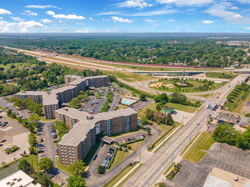 Building Aerial View at Trinity Towers, Bedford Heights, Ohio