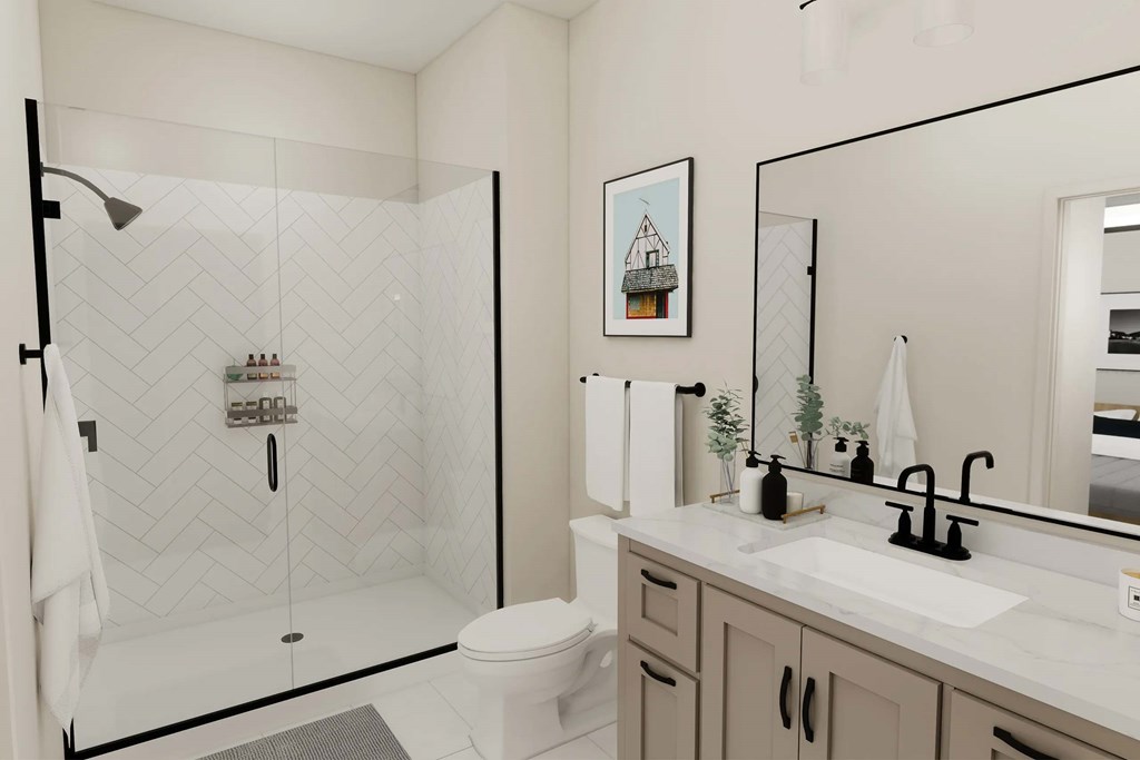 1 Bedroom 1 Bath Style 1A - Bathroom Rendering