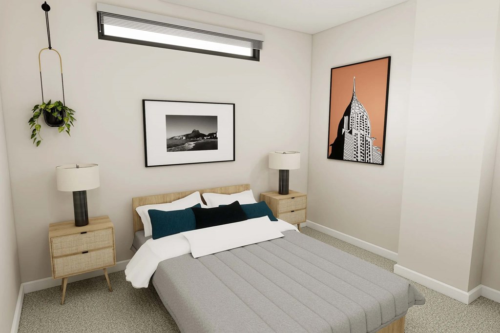 1 Bedroom 1 Bath Style 1A - Bedroom Rendering
