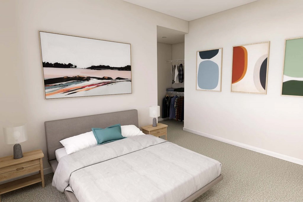 1 Bedroom 1 Bath Style 1D - Bedroom Rendering