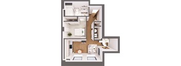 A modern kitchen with a white and wood color scheme.