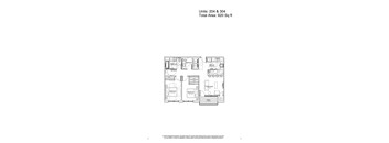 A floor plan of a two bedroom apartment with a total area of 920 square feet.