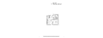 A floor plan for a 107 unit apartment complex with a total area of 590 square feet.
