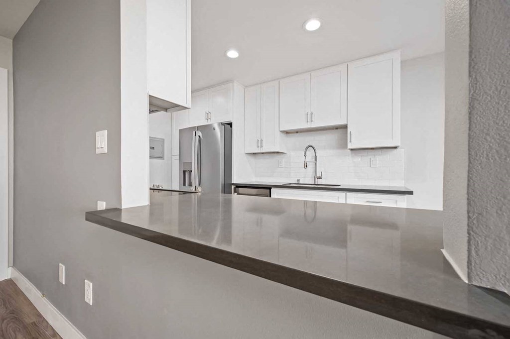 View of the Kitchen at Los Robles Apartments in Pasadena