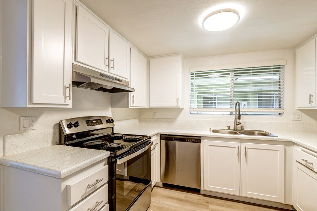 kitchen with stainless steel stove and dishwasher