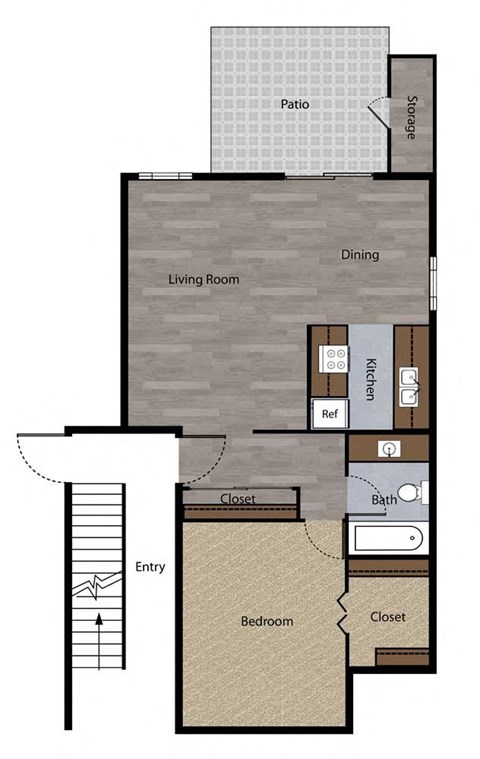 One Bedroom Floorplan at St. Charles Oaks Apartments, California, 91360