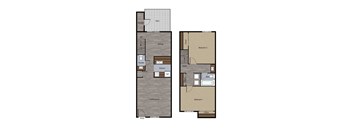 Two Bedroom Townhome Plan D Floorplan at St. Charles Oaks Apartments, Thousand Oaks, 91360