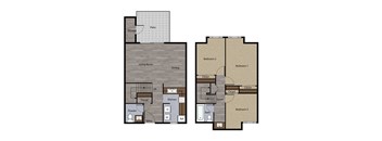 Three Bedroom Townhome Plan F Floorplan at St. Charles Oaks Apartments, Thousand Oaks