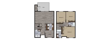 Three Bedroom Townhome Plan G Floorplan at St. Charles Oaks Apartments, California