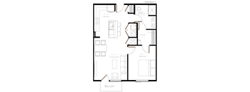 The Guild 1 Bedroom Floor Plan