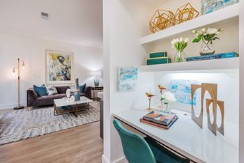 Built-In Computer Desks, Bookshelves and Hardwood Flooring Throughout