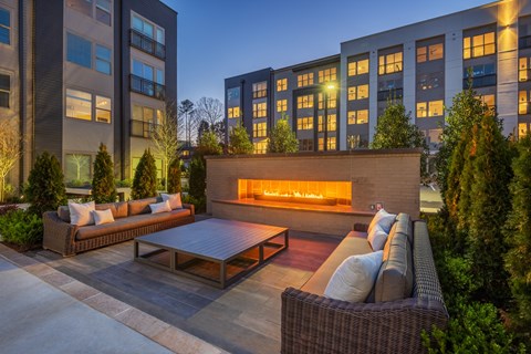 Outdoor Fireplace at Twilight