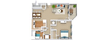 a floor plan of a house with a bedroom and a living room