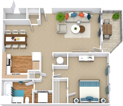 a floor plan of a house with a bedroom and a living room