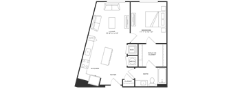 Channel House 1BR Floorplan - Cayuga