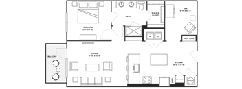 Platform One Bedroom Floorplan - Coast Starlight