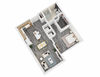 Cullen - Park Central 1BR Floorplan
