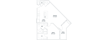 a floor plan of a small apartment with a bedroom and a living room