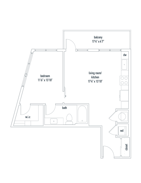 a floor plan of a house with a bedroom and a living room