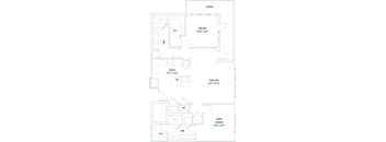 a floor plan of a small apartment with a bedroom and a living room