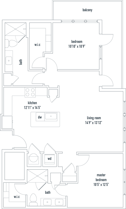 a floor plan of a small apartment with a bedroom and a living room