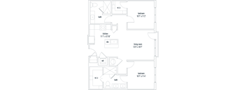 a floor plan of a small apartment with a bedroom and a living room