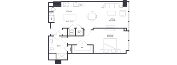 The Eastern 1BR Floorplan - Gasparilla
