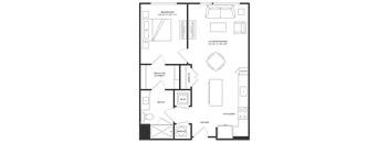 Channel House 1BR Floorplan - Egret