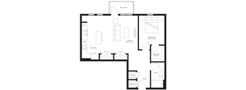 A black and white floor plan of a home layout.