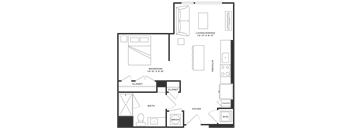 Channel House 1BR Floorplan - Heron