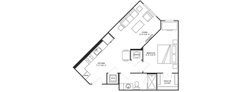 Platform One Bedroom Floorplan - Hiawatha