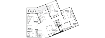 three bedroom and two bath floor plan