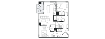 a floor plan of a home with bedrooms and a living room
