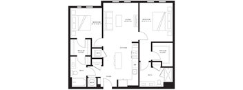 A black and white image of a floor plan for a house.