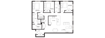 A black and white image of a house floor plan.