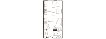 a diagram of a room with a window and some furniture