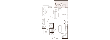 a diagram of a living room with furniture and a window