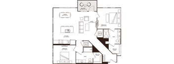 A floor plan of a house with labeled rooms and dimensions.